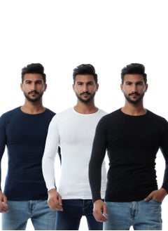 ميسري مجموعه من (3) - كم رجالي قطن استريتش  - Image 1