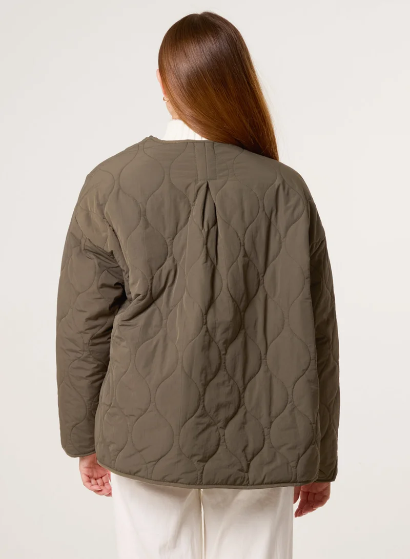 بلو فانيلا Button Front Quilted Jacket