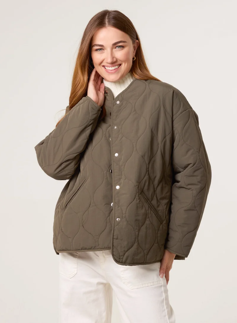 بلو فانيلا Button Front Quilted Jacket
