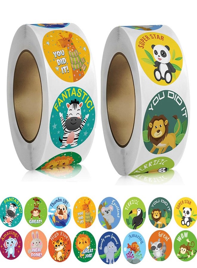 Citihomy 1000 Cute Animal Reward Stickers for Kids Classroom, Motivational Stickers for Teachers & Students, 1 Inch, 16 Styles - Image 1