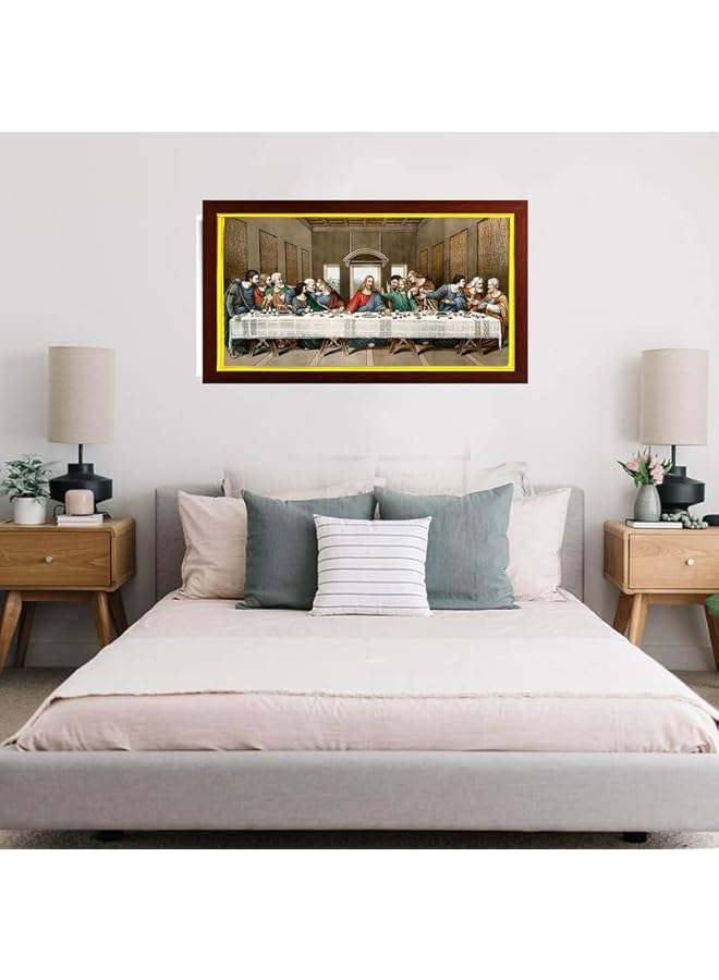 The Bros Last Supper, Leonardo da Vinci Classic Art Reproductions. paintings Photo picture Frame For Wall hanging ,Temple, Room, gift , Worship Home decor ( 24 x 34 cm , Brown Golden Border ) - Image 3