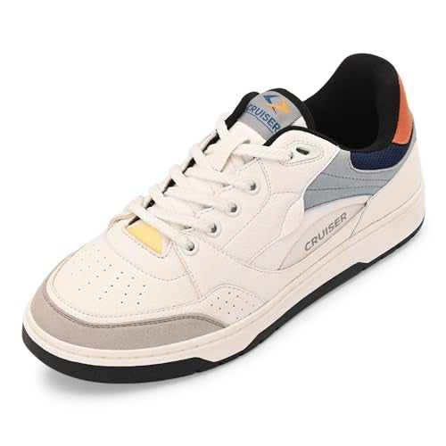 Cruiser White Sneaker for Men | Lightweight & Comfortable | Stylish Lace-Up Casual Footwear with Cushioned Insole | Perfect for Versatile Outfits 2632-7 - Image 1