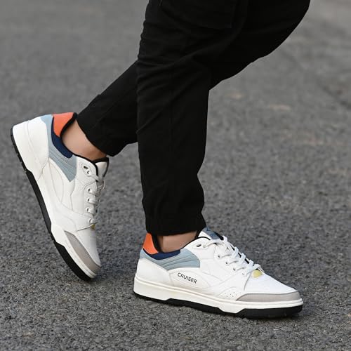 Cruiser White Sneaker for Men | Lightweight & Comfortable | Stylish Lace-Up Casual Footwear with Cushioned Insole | Perfect for Versatile Outfits 2632-7 - Image 3