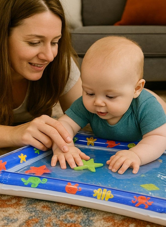 C nuw Baby Inflatable Tummy Time Water Play Mat - Leakproof Sensory Play Pad for Infants & Toddlers | Fun Marine-Themed Activity Mat for Early Development - Image 5