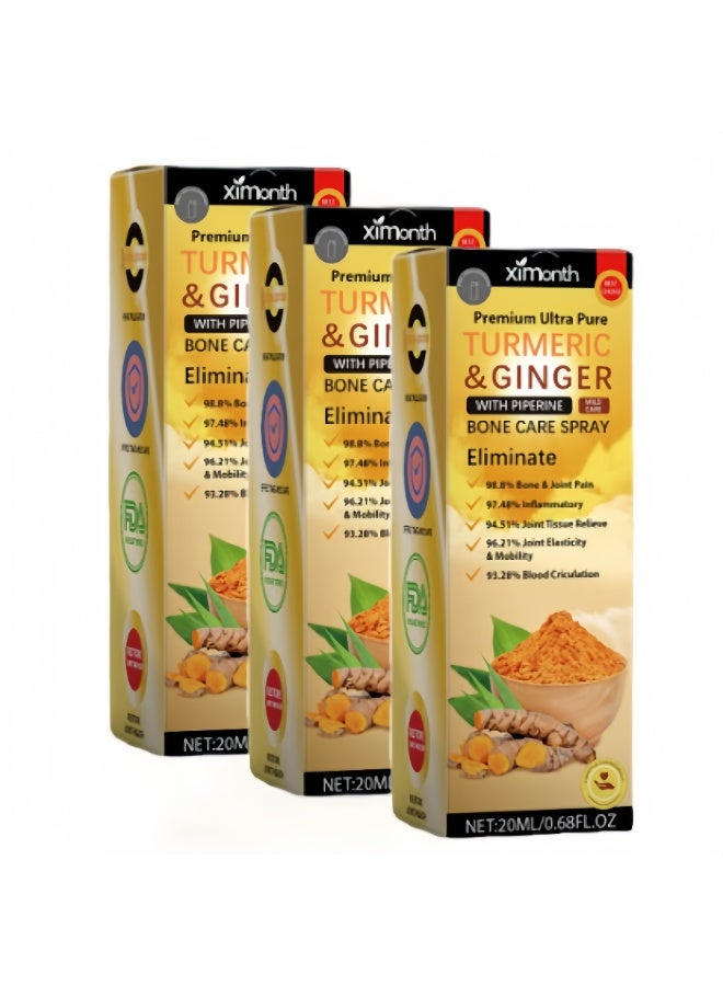 ximonth 3-Pack Turmeric & Ginger Joint Care Spray | Natural Herbal Relief Formula, Fast Relief for Muscle & Joint Discomfort, Daily Bone Care Essential, Suitable for All Joints - Image 1