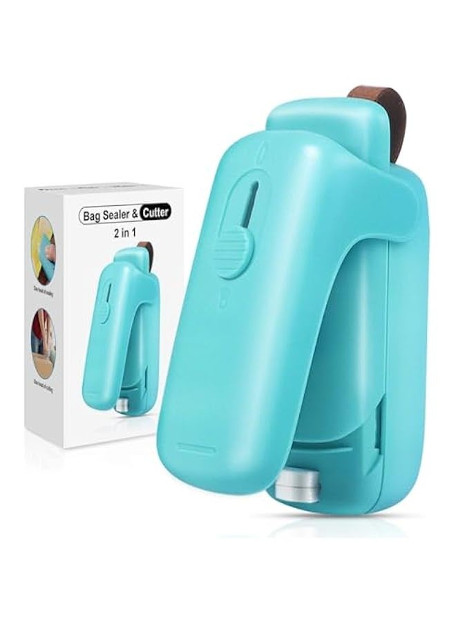 بيوينتي اداة اغلاق اكياس صغيرة من خزنة، اداة ختم وتقطيع حرارية محمولة لحفظ الطعام والوجبات الخفيفة والحفاظ على الطعام طازجا (البطارية غير متضمنة)، أخضر - Image 1