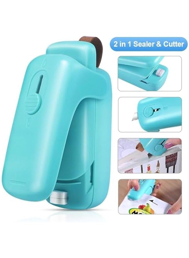 بيوينتي اداة اغلاق اكياس صغيرة من خزنة، اداة ختم وتقطيع حرارية محمولة لحفظ الطعام والوجبات الخفيفة والحفاظ على الطعام طازجا (البطارية غير متضمنة)، أخضر - Image 2