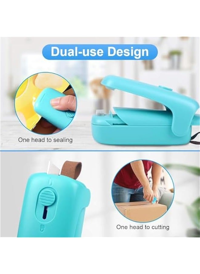 بيوينتي اداة اغلاق اكياس صغيرة من خزنة، اداة ختم وتقطيع حرارية محمولة لحفظ الطعام والوجبات الخفيفة والحفاظ على الطعام طازجا (البطارية غير متضمنة)، أخضر - Image 3