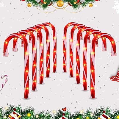Ultimate Unicorn Ultimate Unicorn 10" Christmas Candy Cane Lights (10PCS) for Landscape Decoration,Red & White Pathway Makers Lights  - Image 1