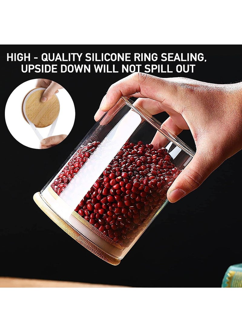 Generic 4 Pack Glass Storage Jars with Airtight Bamboo Lid Glass Food Storage Jar Glass Kitchen Canisters Clear Container for Coffee Bean Storage Dry Goods Cookie Candy Tea Spices and More  - Image 4