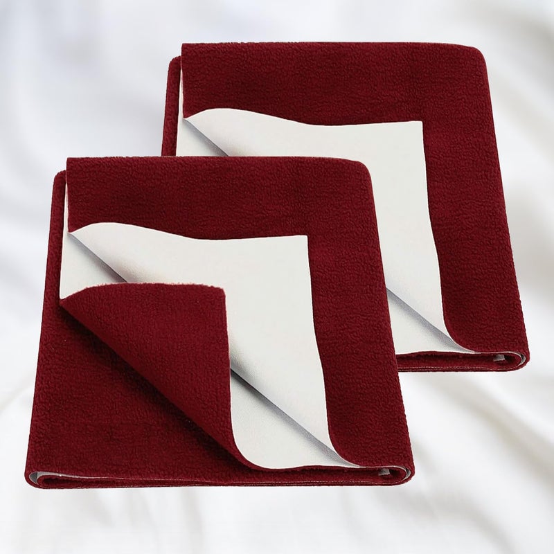 SITTELLA 2 Piece Absorbent Waterproof Mattress Protector Sheet for Babies Quick Dry Washable 140 x 100 Cm Large Maroon - Image 1