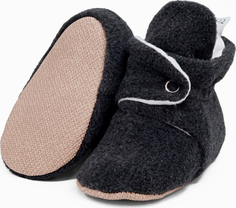 Ella Bonna Polar Baby Slippers, Non-Slip Sole, Home Boots, Nursery Shoes Booties, Anthracite - Image 1