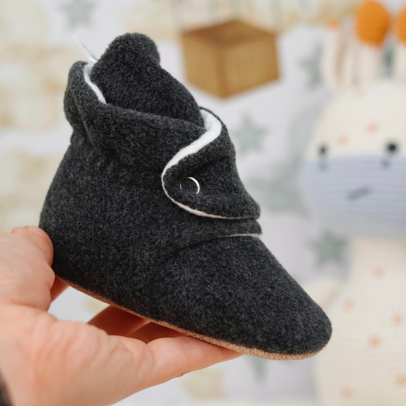 Ella Bonna Polar Baby Slippers, Non-Slip Sole, Home Boots, Nursery Shoes Booties, Anthracite - Image 4