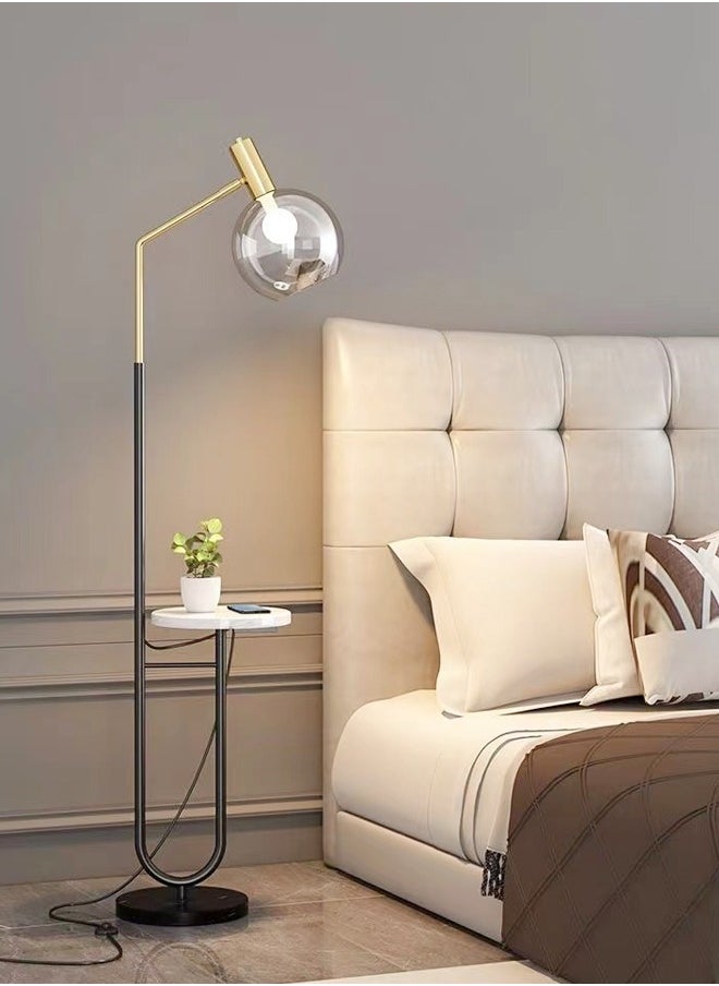 fashionhome - 1-Piece Scandinavian Style Standing Floor Lamp Industrial Design Lamp with Marble Plate Table Bright Lampshade Lamp for Living Room Bedroom Offices 40x30x170 cm - Image 1