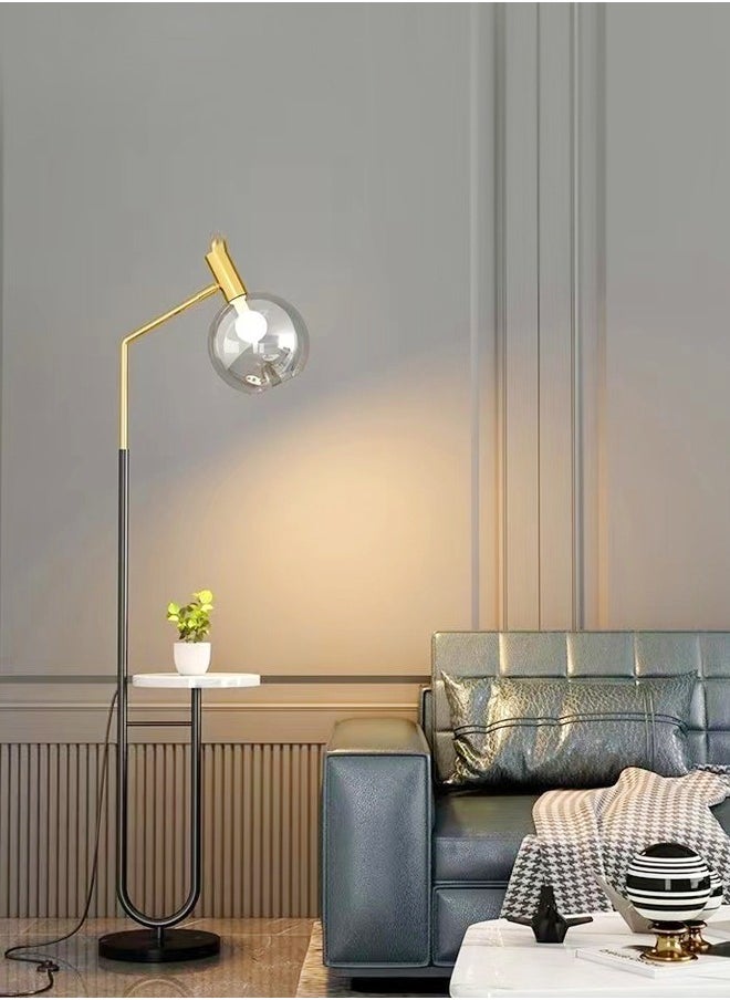 fashionhome - 1-Piece Scandinavian Style Standing Floor Lamp Industrial Design Lamp with Marble Plate Table Bright Lampshade Lamp for Living Room Bedroom Offices 40x30x170 cm - Image 1