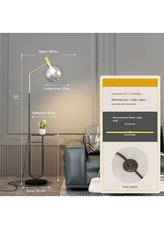 fashionhome - 1-Piece Scandinavian Style Standing Floor Lamp Industrial Design Lamp with Marble Plate Table Bright Lampshade Lamp for Living Room Bedroom Offices 40x30x170 cm - Image 1