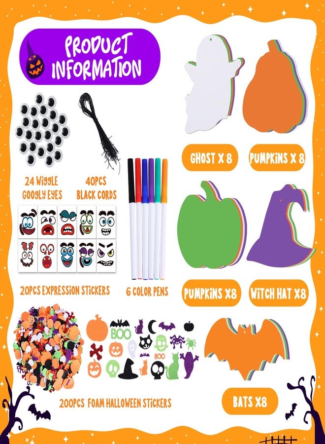 Garma 330PCS Foam Stickers Set, Halloween Crafts for Kids Pumpkin Ghost Spider Bat Witch Hat DIY Craft Kit for Classroom Activities Halloween Decorations Party Favors & Supplies - Image 2