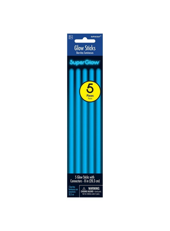 Amscan Blue Glow Sticks 8" (Pack Of 5) Vibrant Night Party Accessory For Fun Events Safety & Entertainment - Image 2