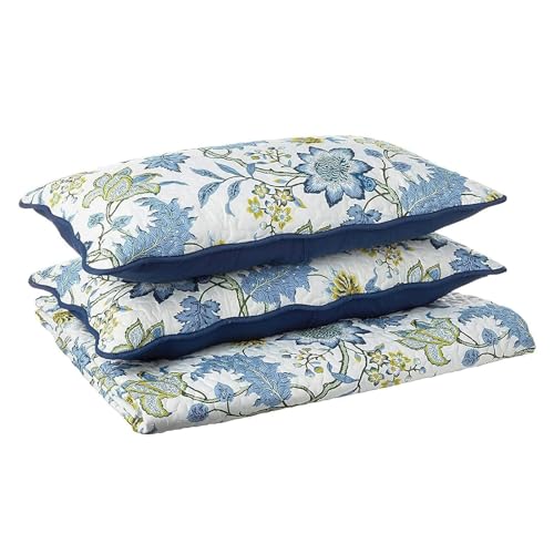 Waverly Maldives 3-Piece Quilt Set – Full/Queen - Lightweight Polyester Percale Bedding in Porcelain - Image 4