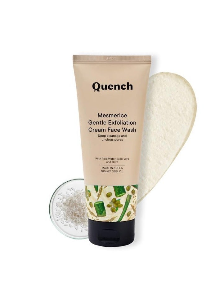 Quench - Quench Rice Water Gentle Exfoliation Cream Face Wash | Korean Face Wash for Glowing Skin | Brightens & Hydrates Skin with Aloe Vera & Vitamin E | Made in Korea (100ml) - Image 1