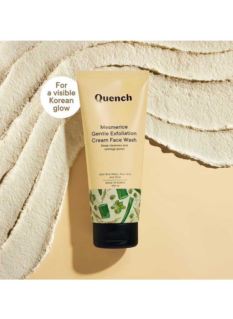 Quench - Quench Rice Water Gentle Exfoliation Cream Face Wash | Korean Face Wash for Glowing Skin | Brightens & Hydrates Skin with Aloe Vera & Vitamin E | Made in Korea (100ml) - Image 1