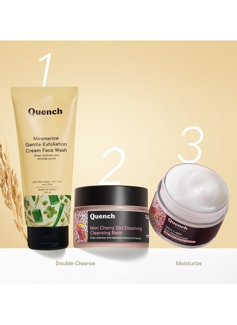 Quench - Quench Rice Water Gentle Exfoliation Cream Face Wash | Korean Face Wash for Glowing Skin | Brightens & Hydrates Skin with Aloe Vera & Vitamin E | Made in Korea (100ml) - Image 1