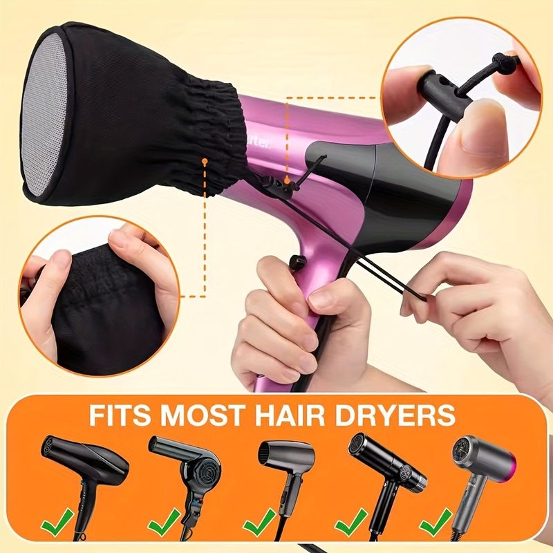 Black Double Layer Nylon Hair Dryer Diffuser Sock For Curling Hair - Image 3