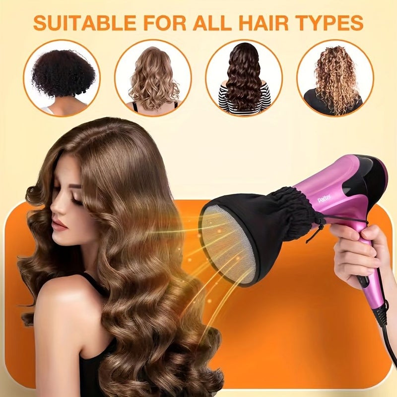 Black Double Layer Nylon Hair Dryer Diffuser Sock For Curling Hair - Image 2