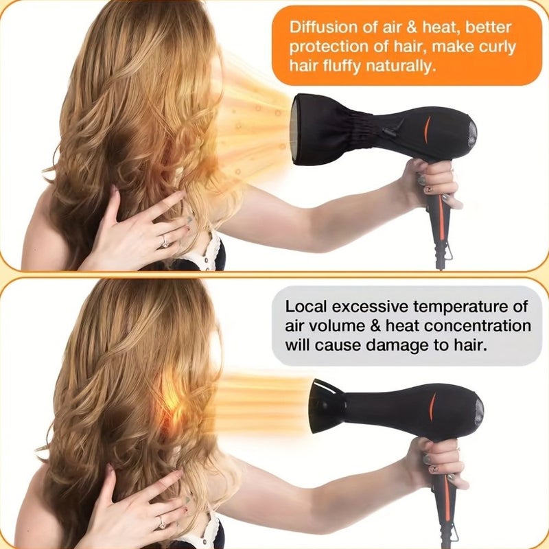 Black Double Layer Nylon Hair Dryer Diffuser Sock For Curling Hair - Image 5
