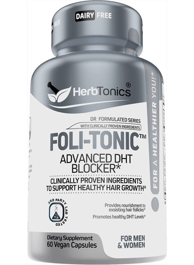 Herbtonics Foli-Tonic DHT Blocker & Hair Loss Supplement | علاج تساقط الشعر وتعزيز نمو الشعر الصحي والكثيف (60 قطعة (عبوة واحدة)) - Image 1