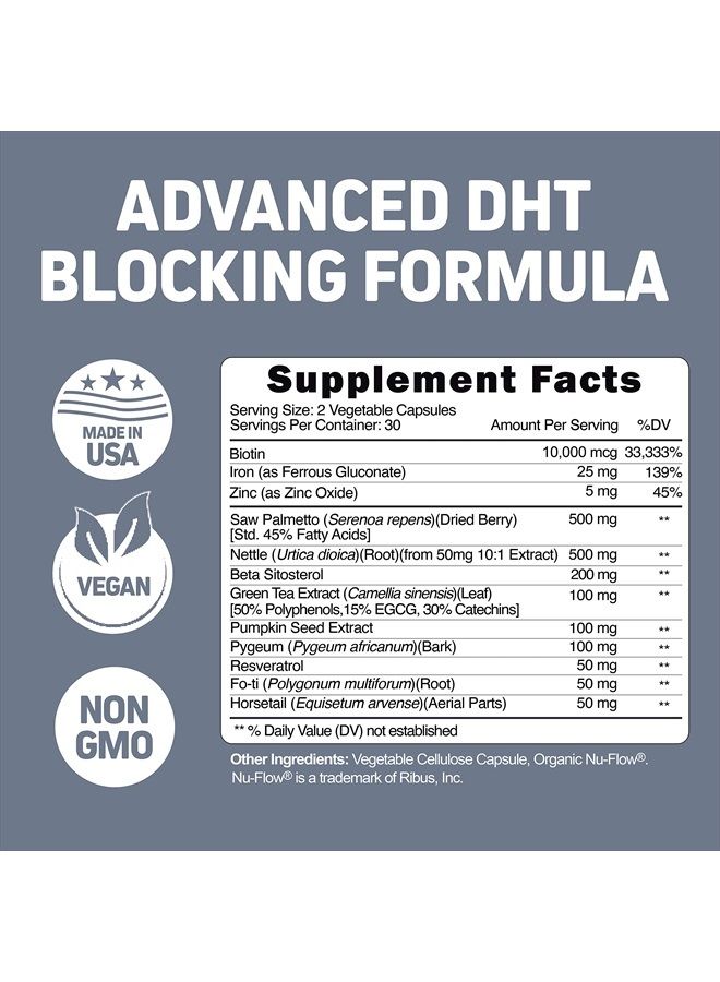 Herbtonics Foli-Tonic DHT Blocker & Hair Loss Supplement | علاج تساقط الشعر وتعزيز نمو الشعر الصحي والكثيف (60 قطعة (عبوة واحدة)) - Image 3