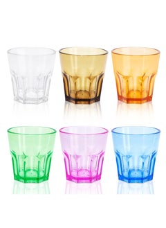 Beauenty Unbreakable Drinking Glasses - Set of 6, Colored Acrylic Drinkware Set, Reusable Plastic Cups, Small Water Tumblers for Family, Kids, Picnics, Parties, Juice, BPA Free, Dishwasher Safe  - Image 1