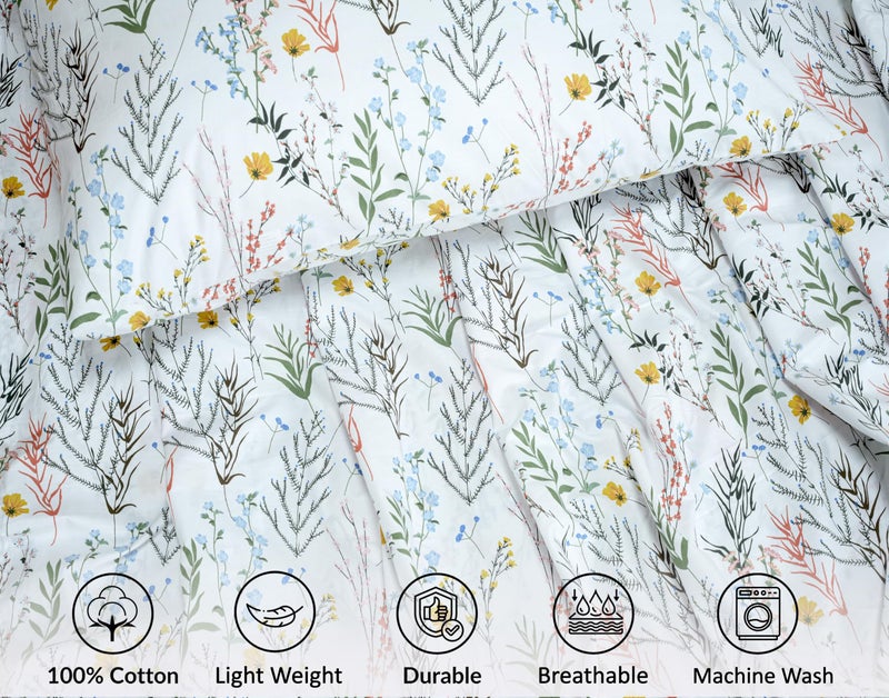 RUVANTI 100% Cotton Sheets â€“ King Size Percale Bedding, Cooling & Breathable Floral Design, Durable with a Crisp, Soft & Comfortable Feel, 16" Deep Pocket, 4-Piece Set, Aroma - Image 4
