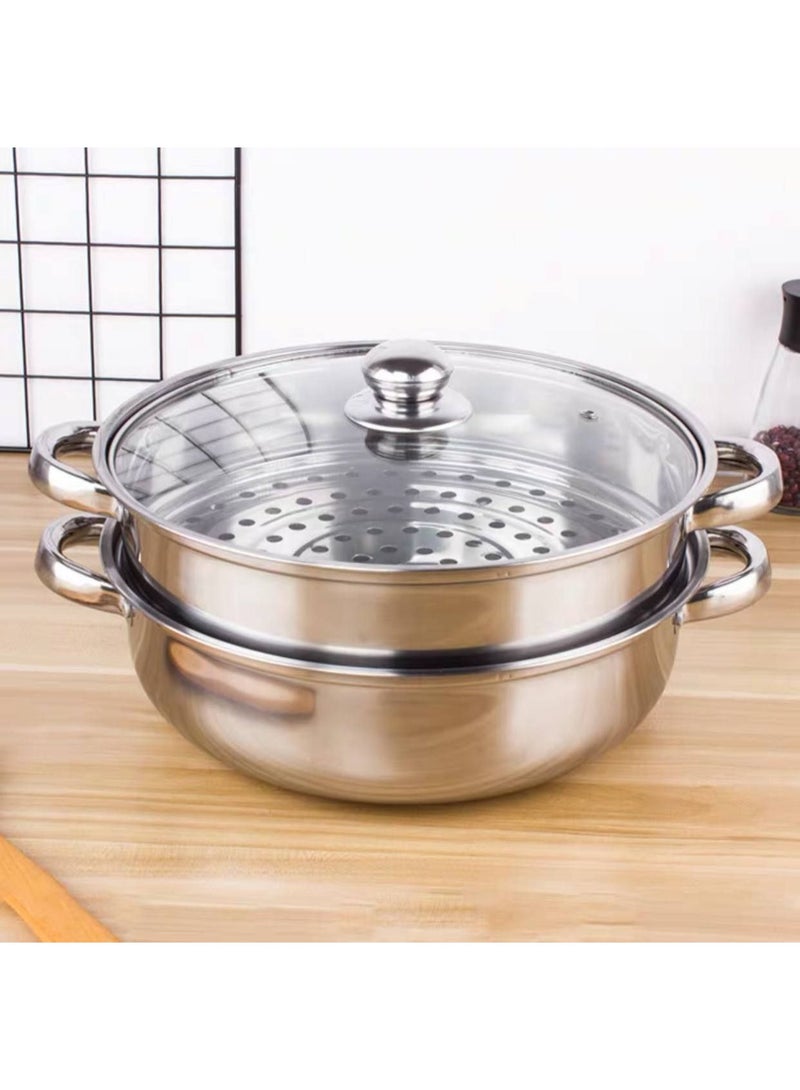 حله استانلس 2 دور مقاس 28 cm غطاء زجاج