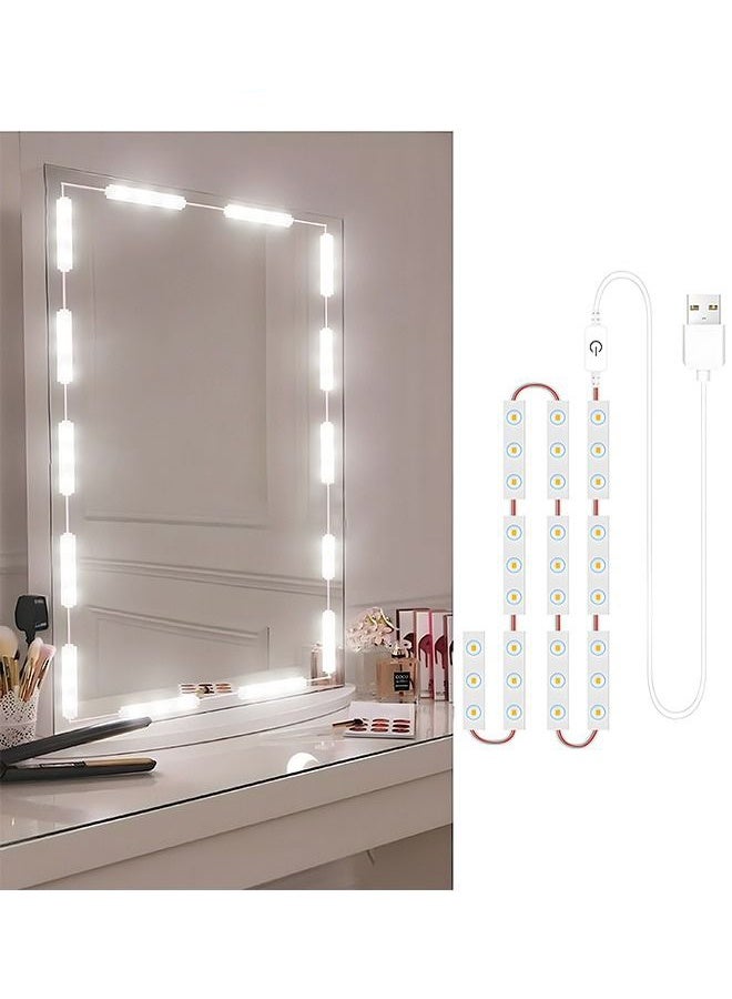 عربست طقم إضاءة LED لطاولة الزينة، مصابيح مرآة بطول 1.5 متر قابلة للتعتيم والتحكم باللمس، إضاءة LED بيضاء فائقة السطوع مناسبة لطاولات المكياج ومرايا الحمامات (المرآة غير مشمولة). - Image 1