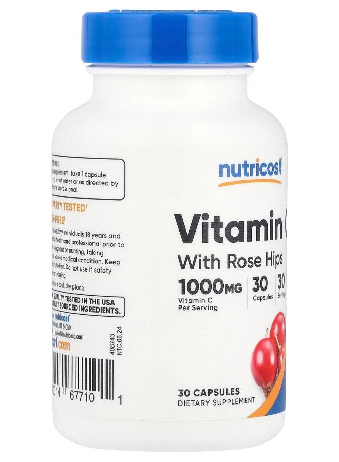 Nutricost Vitamin C With Rose Hips 30 Capsules - Image 2