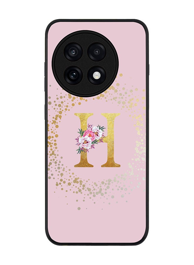 Stylizedd For OnePlus 13R / Ace 5 Pro Case,Slim fit Camera Protection, Shockproof Thin Phone cover  - Custom Monogram Floral - H  (Pink )