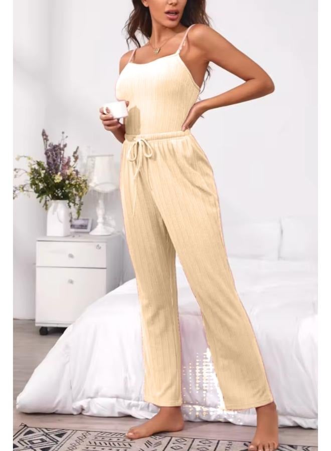 3 Pieces Set Wide-leg Pants with Inner Sando and Cardigan Suit for Women T26  - Image 2