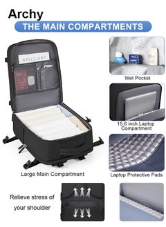 Archy Travel Backpack Carry-On with USB Charging Port Men Women 15.6-Inch Laptop Backpack  - Image 2