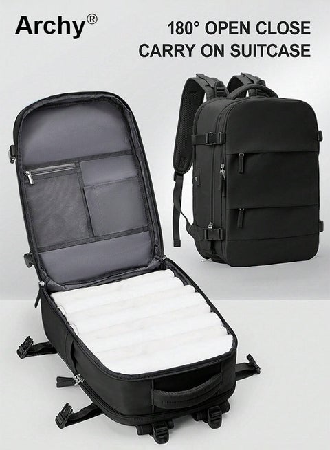 Travel Backpack Carry-On with USB Charging Port Men Women 15.6-Inch Laptop Backpack