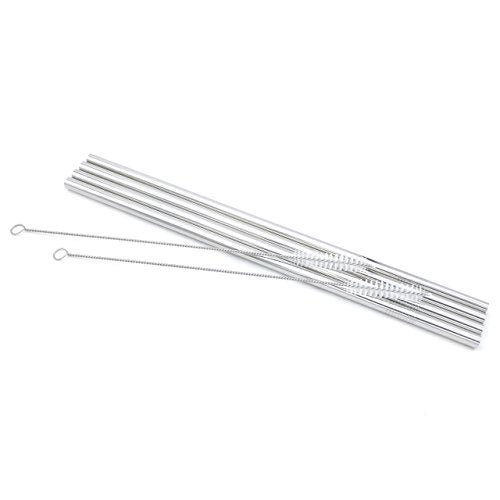 GFDesign Big Drinking Straws Reusable 12" Extra Long 9mm Extra Wide SUS 304 Food-Grade 18/8 Stainless Steel - Set of 4 with 2 Cleaning Brushes - Straight - Image 4