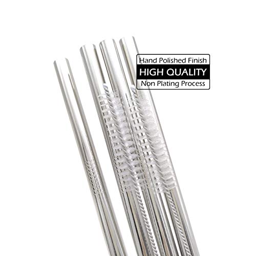 GFDesign Big Drinking Straws Reusable 12" Extra Long 9mm Extra Wide SUS 304 Food-Grade 18/8 Stainless Steel - Set of 4 with 2 Cleaning Brushes - Straight - Image 5