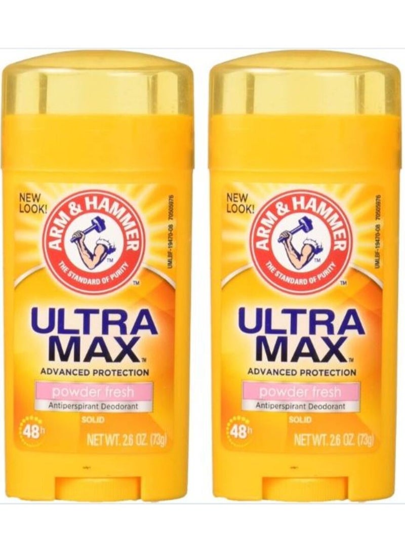 آرم آند هامر مزيل العرق المضاد للتعرق من نوع بودرة ألترا ماكس، عبوة تحتوي على قطعتين (73 غرام لكل منهما) - Image 1