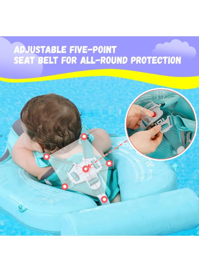 Mambobaby Baby Swim Float with Canopy Non-Inflatable Infant Pool Float with Tail 3-24 Months Avoid Flip Solid Skin-Friendly Material for Toddler Boys Girls(Deluxe Edition Green) - Image 4