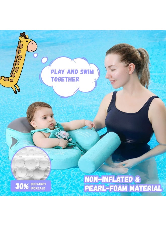Mambobaby Baby Swim Float with Canopy Non-Inflatable Infant Pool Float with Tail 3-24 Months Avoid Flip Solid Skin-Friendly Material for Toddler Boys Girls(Deluxe Edition Green) - Image 3