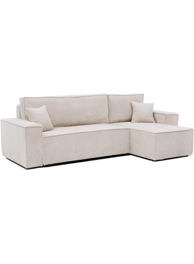Modern Corduroy Sectional Sofa with Chaise - Image 1