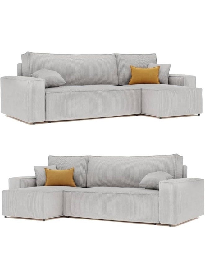 Modern Corduroy Sectional Sofa with Chaise - Image 3