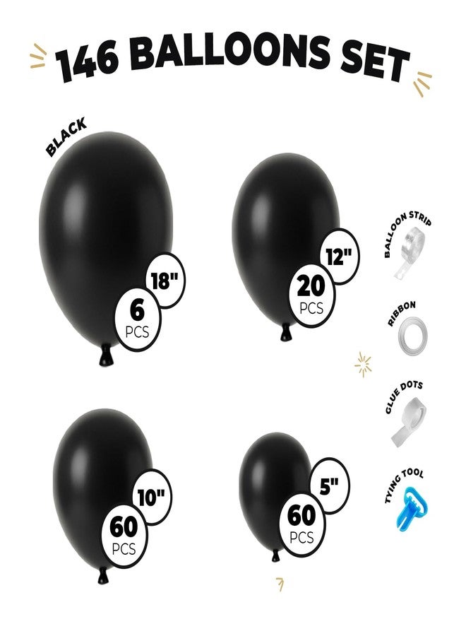 Vellax Balloon Garland Arch Kit – 146 Pcs Black Balloons for Baby Shower, Birthday, Gender Reveal, Wedding Party – DIY Kit by Vellax™ - Image 2
