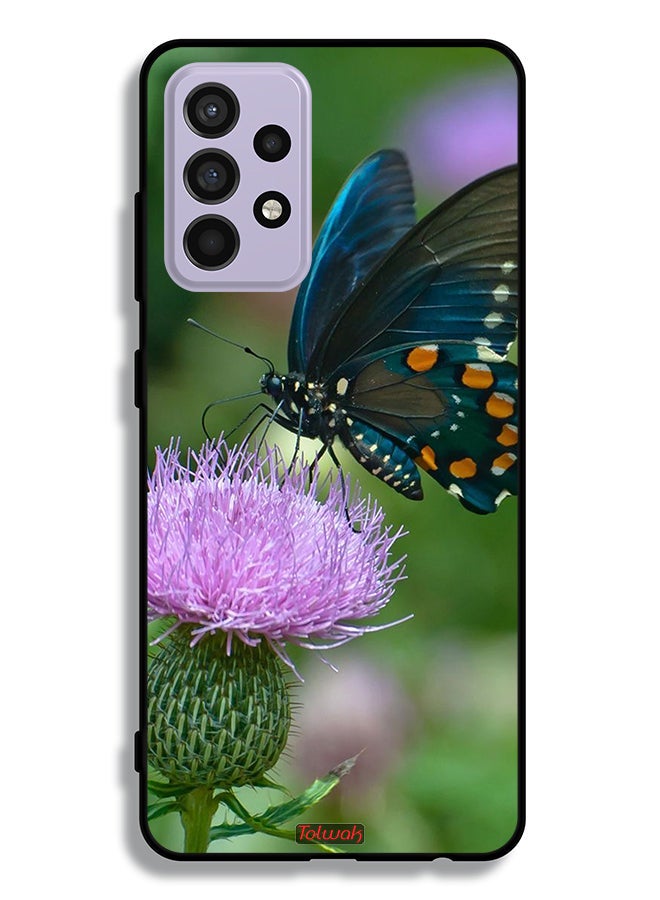 Tolwak Samsung Galaxy A52 4G Protective Case Cover Butterfly Sitting On Flower - Image 1