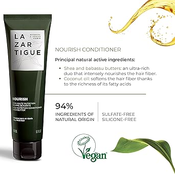 Lazartigue LAZARTIGUE NOURISH High Nutrition Conditioner Enriched with Shea Butter Plant Oils Deep Hydration for Thick Dry Hair 94 Natural Ingredients Vegan SiliconeFree 150ml - Image 4